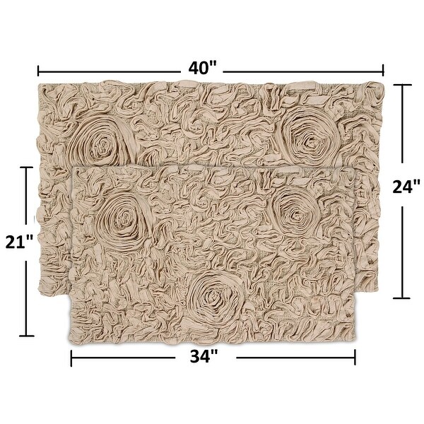 Home Weavers Bellflower Collection Absorbent Cotton 2 Piece Set Machine Washable Bath Rug-21"x34", 24"x40"