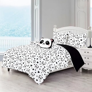 Wellco Bedding Comforter Set Bed In A Bag - 4 Piece microfiber Bedding Sets - Oversized Bedroom Comforters,PANDA
