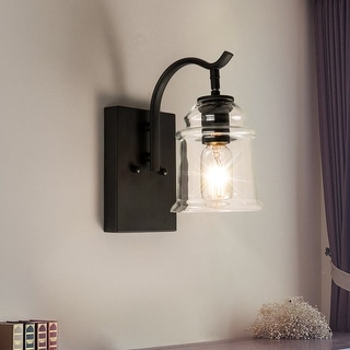 Maxax 1 - Light Dimmable Antique Black & Clear Armed Sconce (Set of 2) - MX19001-1-W