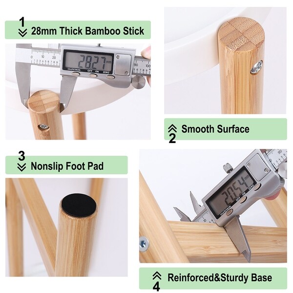 Corner 2-Tier Bamboo Plant Stand Flower Pot Nordic Style White Shelves Pack of 2