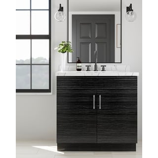 Nelson Cabinetry 24" Dark Wood European Flat Panel Single Vanity Sink Base Cabinet with Soft-Closing Doors