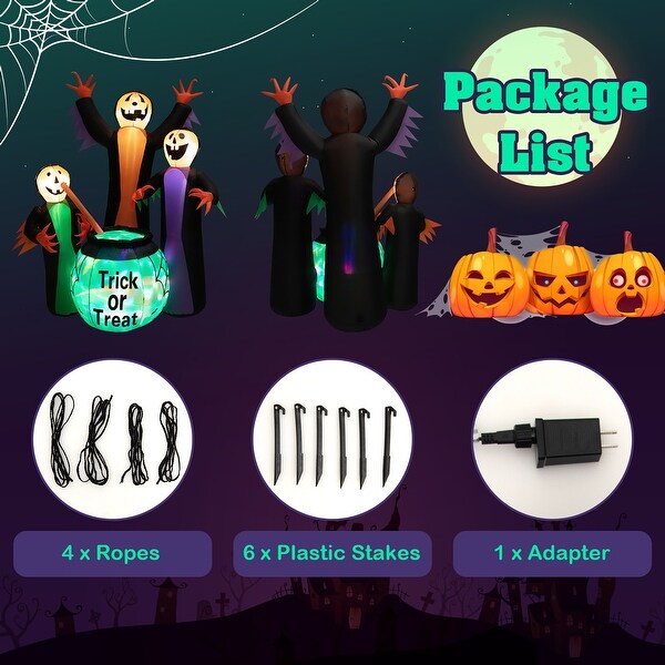 Costway 8FT Inflatable Halloween Witches Holding Cauldron Yard Decor - See Details