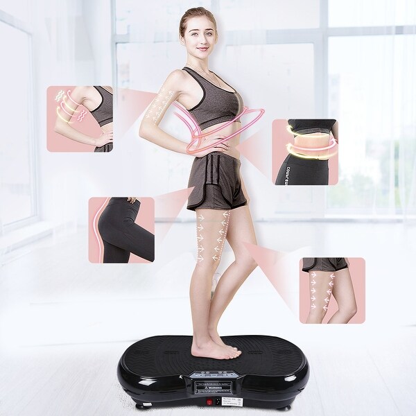 Vibration Plate Exercise Machine, Dual Motor Oscillation, Remote Control and Resistance Bands