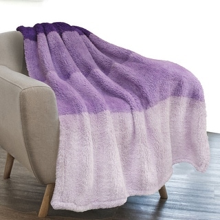 Sherpa Fleece Ombre Throw Blanket Purple