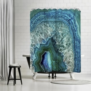 Teal Luxury Gem Stone Agate Marble Square - Shower Curtain