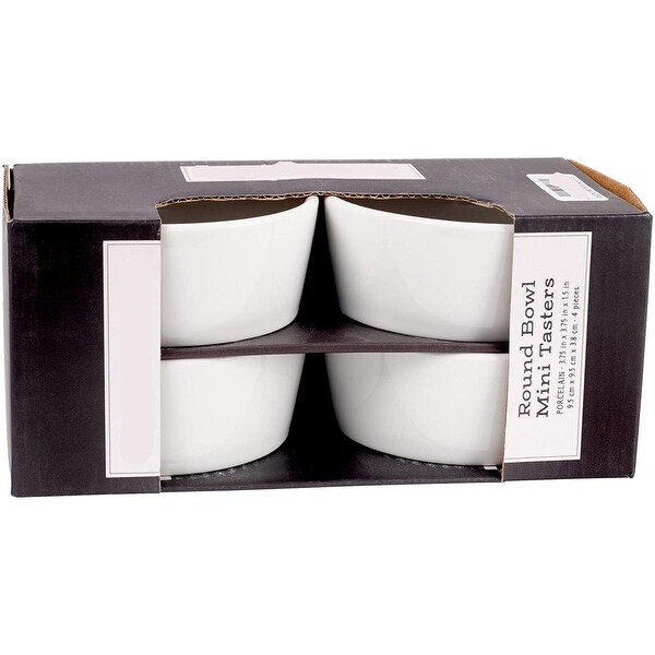 Farmhouse Decor Porcelain Dipping Bowls Sauce Dishes - Set of 4 Elegant White Soy Sauce Dish