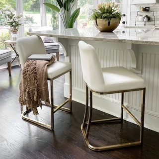 Modern PU Leather Bar Stools with Golden Frame, 19"/24"/29"