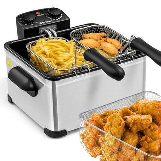 Costway Electric Deep Fryer 5.3QT/21-Cup Stainless Steel 1700W w/