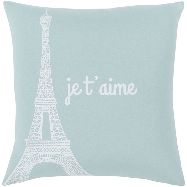 Ariella Cyan "Je t'aime" Throw Pillow Cover (20" x 20")
