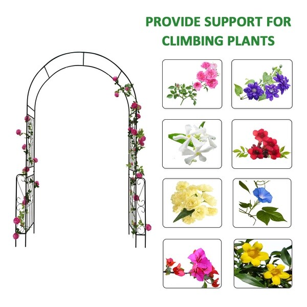 55'' x 94.5'' Black Metal Garden Arch Climbing Plants Support