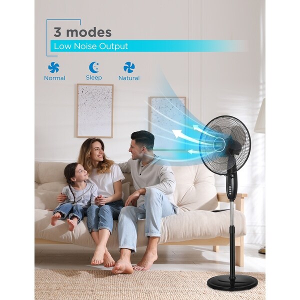 16 in. Dual Blade Stand Fan - Remote, Round Base