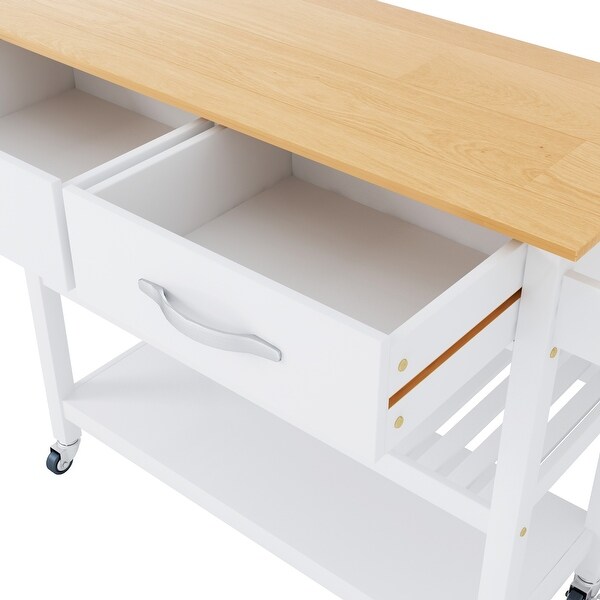 Mobile Kitchen Island with Two Lockable Wheels