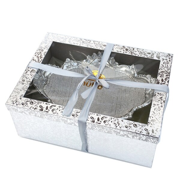 Clihome Chrome Plated Crystal Embellished Ceramic Plate