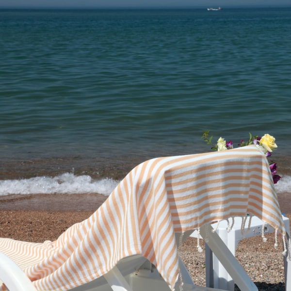Authentic Pestamal Fouta Orange Turkish Cotton Bath/ Beach Towel