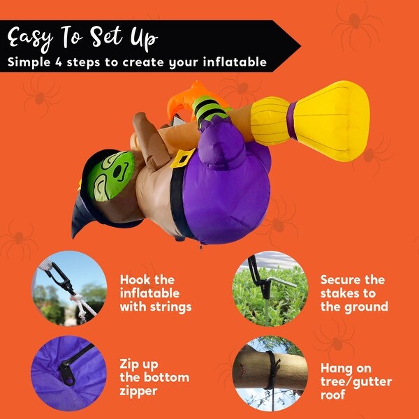 Joiedomi 4 Ft Long Multicolored Polyester Outdoor Sloth Witch Halloween Inflatable