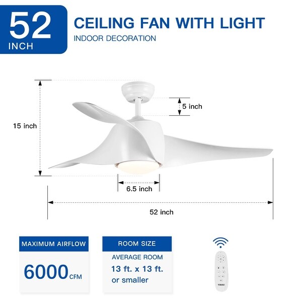52" Ceiling Fan Light with Wood Grain Blade