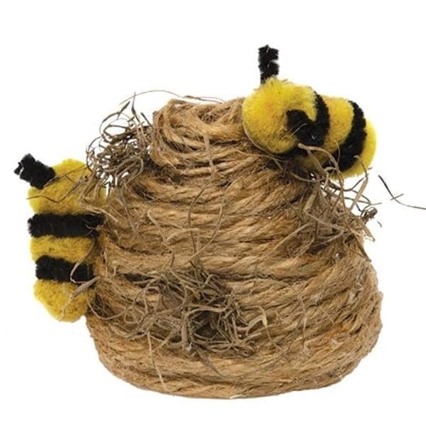 Jute Beehive With Bees & Moss - Brown