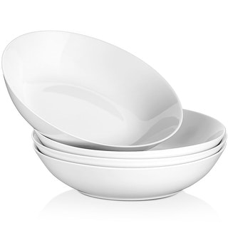 MALACASA Porcelain White Pasta Bowl, Set of 4