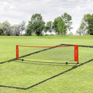 Soozier 23 ft Portable Double Sided Soccer Training Rebounder Trainer Net for Practice with Included Storage Bag, Red