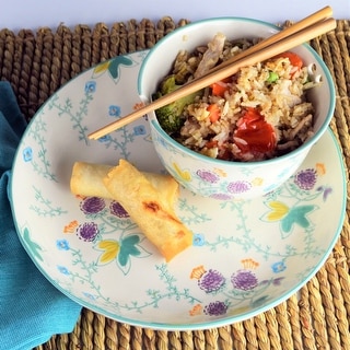 Euro Ceramica Ella 3-Piece Dinner and Ramen Bowl Set (Service for 1)