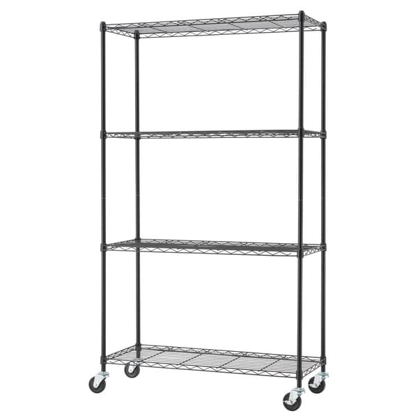 TRINITY 4-Tier Wire Shelving Rack |36" x 14" x 62.5"| Includes Wheels |NSF| Black