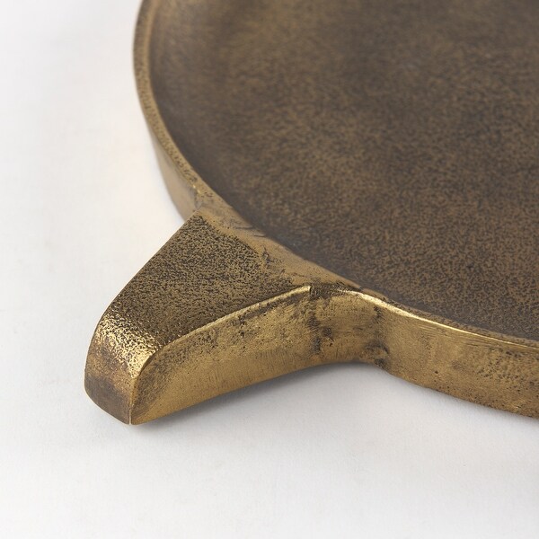Marlowe Antiqued Gold Textured Aluminium Round Tray