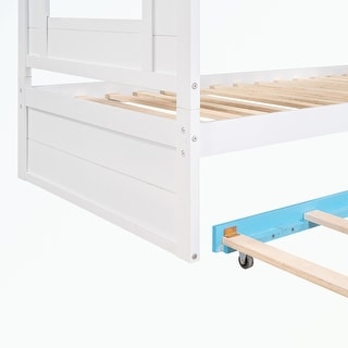 Twin Over Twin Bunk Bed with Trundle ,Stairs,Ladders