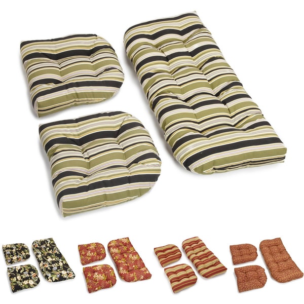 Blazing Needles All-weather U-shape Outdoor 3-piece Settee Cushion Set