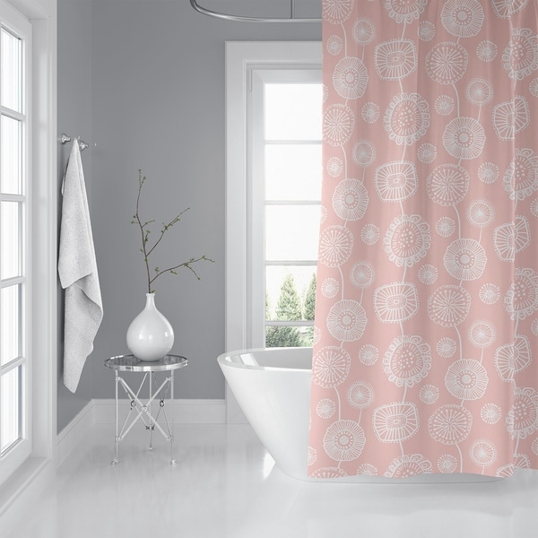 DOODLE FLORAL PINK Shower Curtain By Kavka Designs