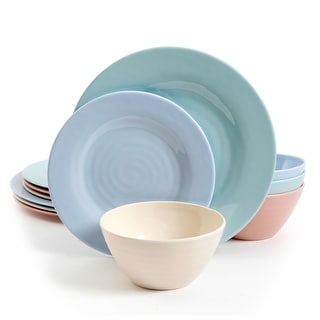 Gibson Home Pastel Burst 12pc Melamine Dinnerware Set in Mixed Colors