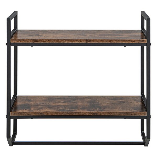 Gymax Wall Mounted Bathroom Shelf Industrial 2-Tier Storage Rack w/