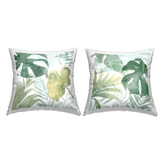 Stupell Industries Tropical Green Leaves Pattern Printed Throw Pillow Design by Grace Popp (Set of 2)