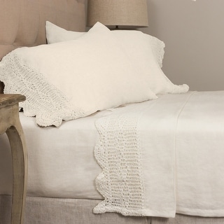 Evelyn Ivory Linen Crochet Sheet Set