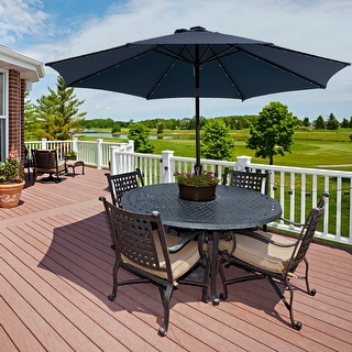 10 ft. Steel Lighted Market Tilt Solar Umbrella With Crank