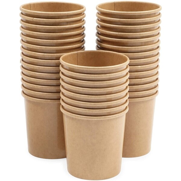 16 oz To Go Soup Containers with Lids, Disposable Paper Bowls (36 Pack) - Orange