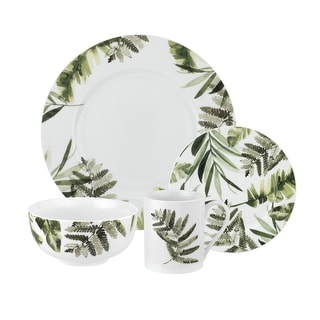 Spode Home Pressed Ferns 16 Piece Dinnerware Set - 10.5in, 7.5in, 6in, 12 ounce