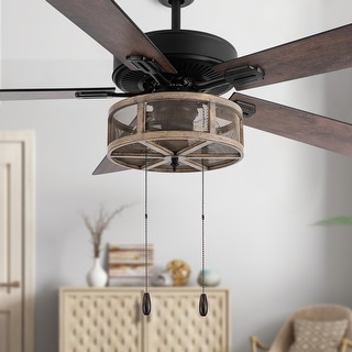 Carbon Loft Dixsie 5-blade Woodgrain Farmhouse LED Ceiling Fan - 52"L x 52"W x 19"H