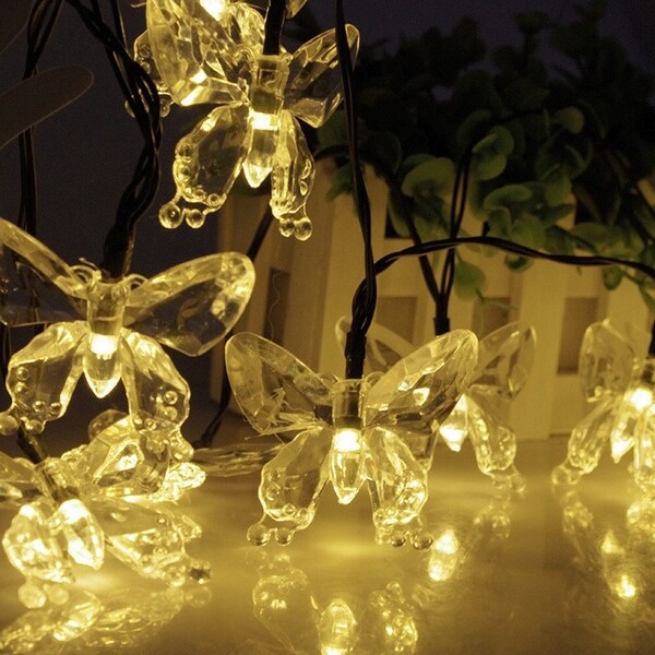 Solar LED Butterfly String Fairy Light Outdoor Garden Decor Waterproof