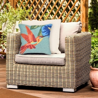 Liora Manne Frontporch Hummingbird Indoor/Outdoor Pillow Sky 18" Square