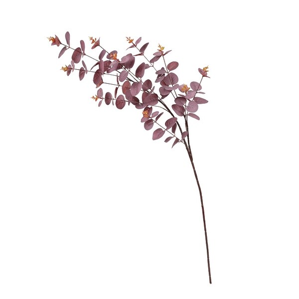 Set of 3 Burgundy Artificial Eucalyptus Leaf Stem Plant Greenery Foliage Spray Branch 36in - 36" L x 10" W x 7" DP