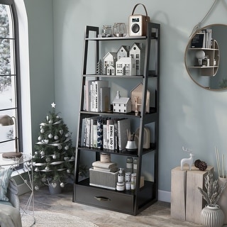 Stryi Contemporary 5-Tier Ladder Open Back Bookshelf by Copper Grove