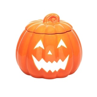 9.25" Orange 3D Jack-O-Lantern Halloween Treat Jar