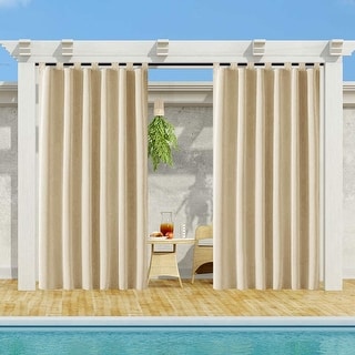 Pro Space Outdoor Insulated Thermal Blackout Curtain Waterproof Windproof Tab Top Window Drapes Beige (1 Panel) - 50x96