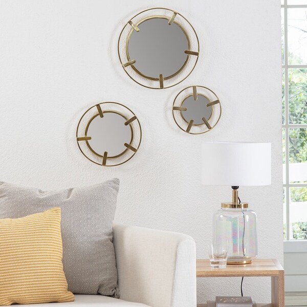 Theron Gold Prong Set of 3 Wall Mirror - 15in x 15in
