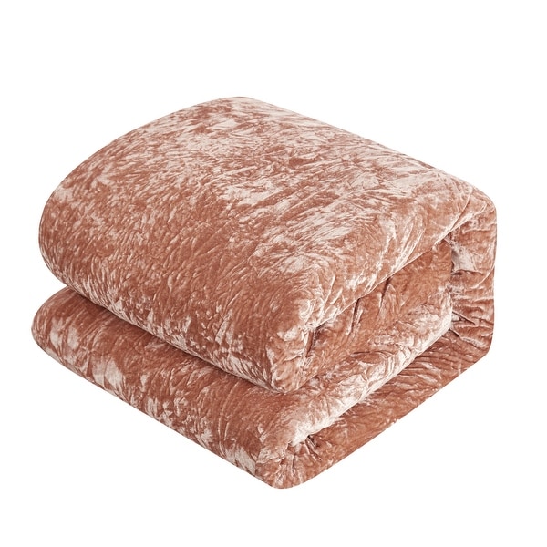 Chic Home Kiana 5 Piece Textured Crinkle Velvet Comforter Set, Blush