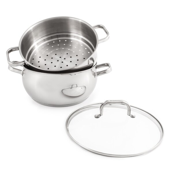 Belly Shape 18/10 SS 5.5 Qt Stock Pot with Glass Lid 9.5"