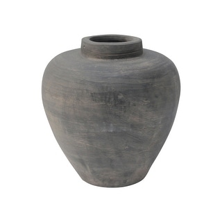 Artissance Pottery Round Tapered Vase, 12.5 Inch Tall, Gray