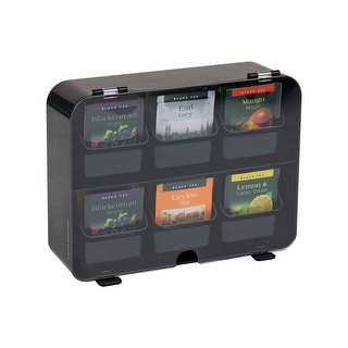 MInd Reader Foundation Collection, 6-Compartment Tea Bag Organizer, 72 Bag Capacity, Removable Drawers and Hinged Clear Lid