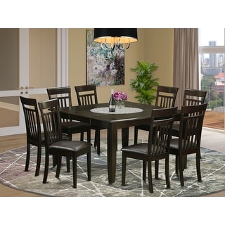 9-piece Dining Set Rubberwood- Dining Table and Kitchen Chairs- Cappuccino Finish (Seat Type Option)