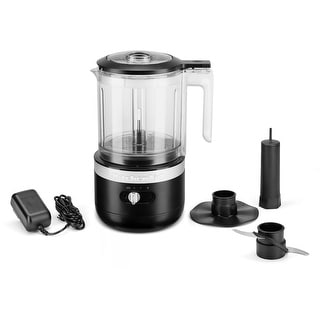 KitchenAid Cordless 5-Cup Food Chopper with Multi-Purpose Blade and Whisk Accessory in Black Matte